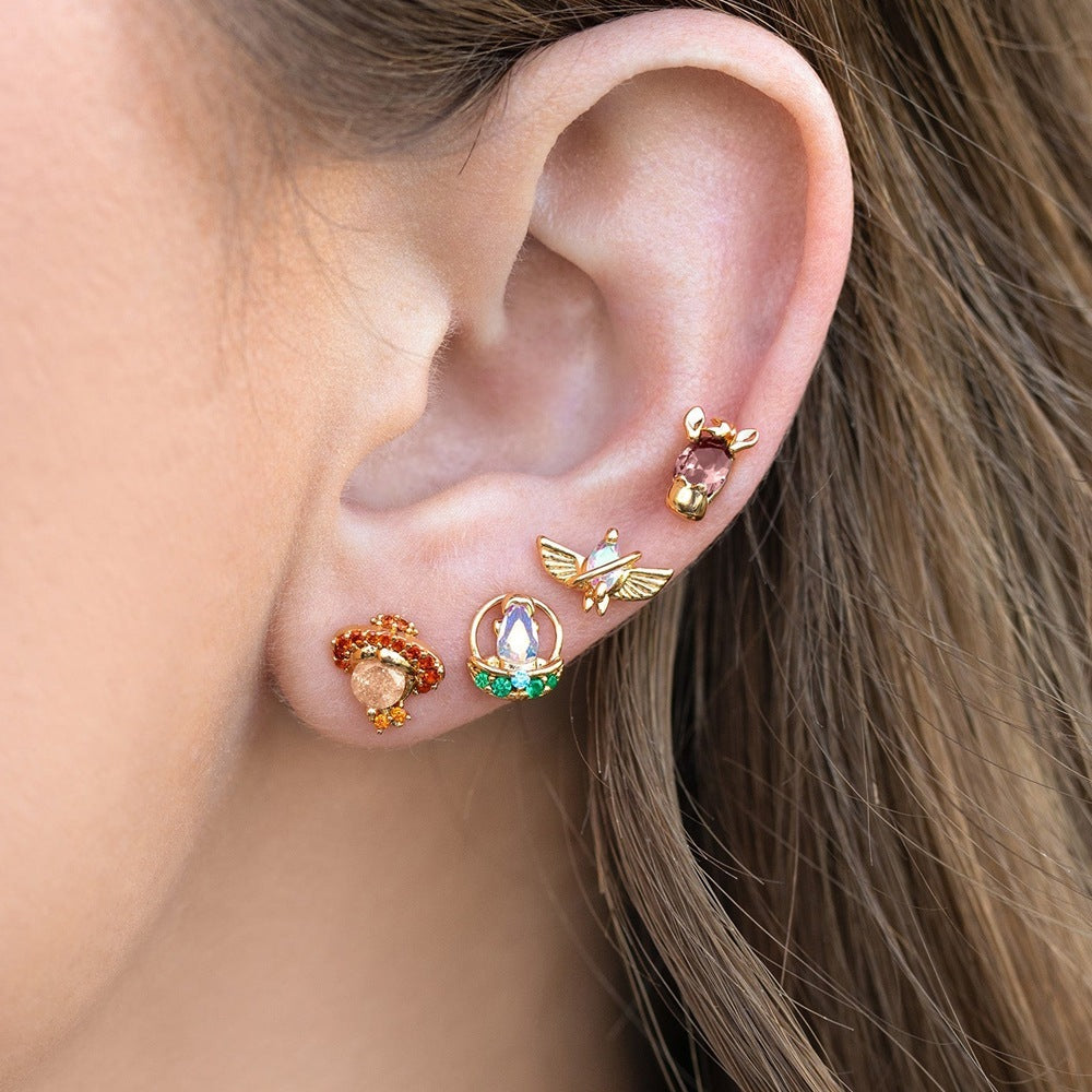 Fashion Personality Color Zircon Earings Set